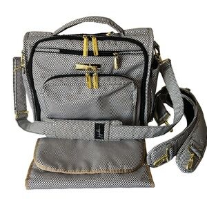 Jujube Diaper Bag, Shoulder/ Backpack/ Carry All, Black & Gray Herringbone